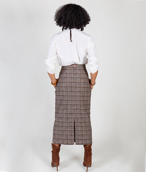 【I AM MARI】24FW★ Kelberin Tweed Midi Skirt MaxiPencilPlaidback_grande.jpg