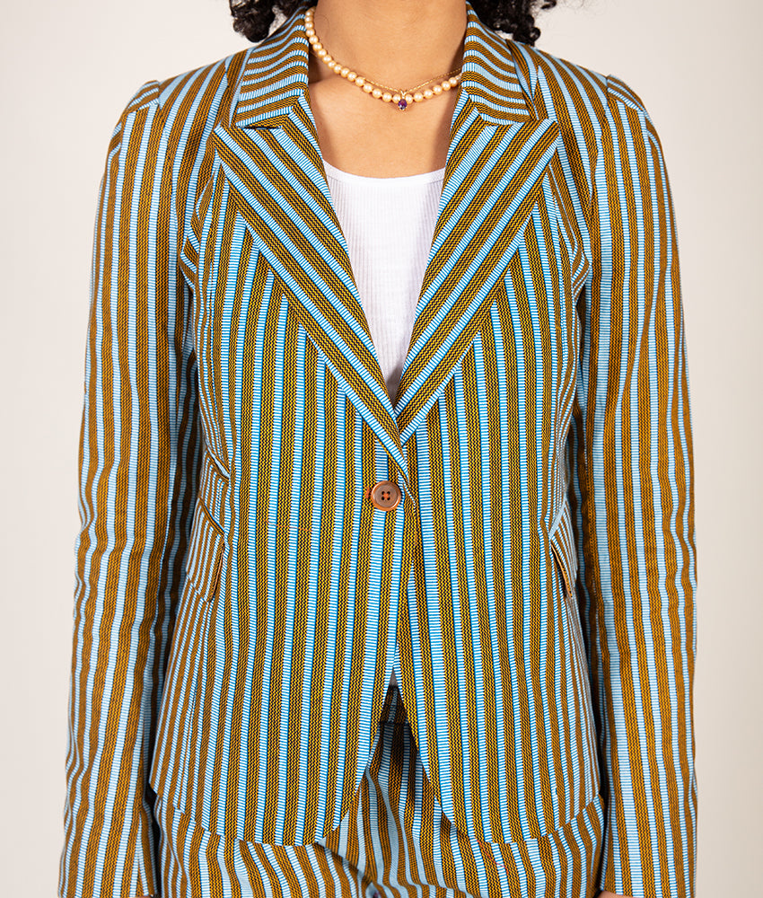 Blaze & Slim Jenny Suit in Blue & Olive Stripes