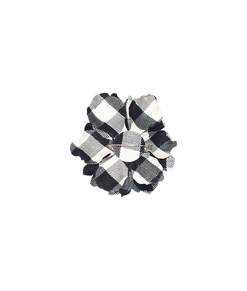 Lapel Flower in B/W Check: The Flower Power Collection x Busy Philipps