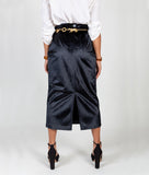 Midi Pencil Skirt in Black Velvet