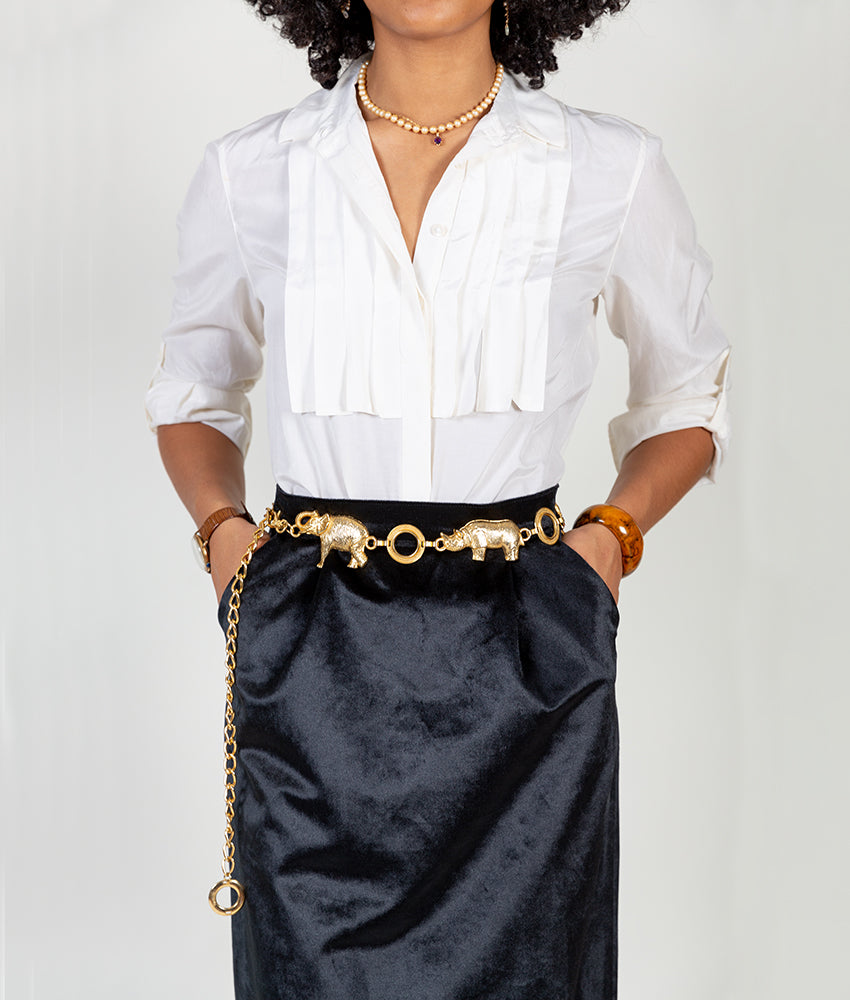 Midi Pencil Skirt in Black Velvet - Main Image