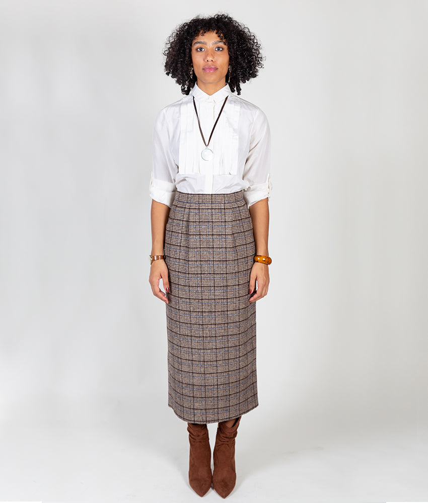 BlackWhite Texture  Wool Pencil Skirt  Pure Collection