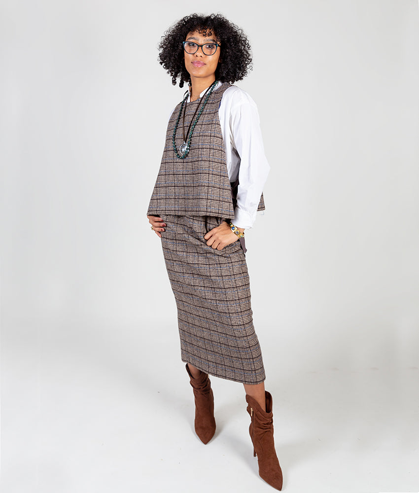 Neasi WoolBlend Pencil Skirt  Taupe  The Frankie Shop
