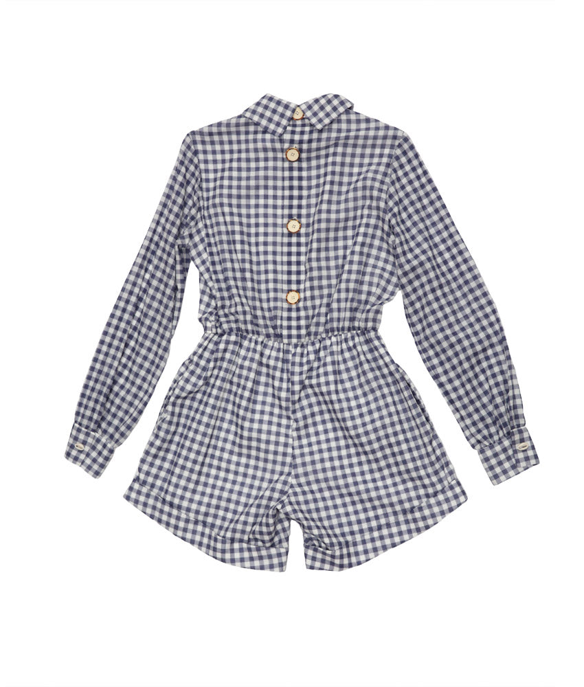 Iggy Romper in Blue and White Gingham