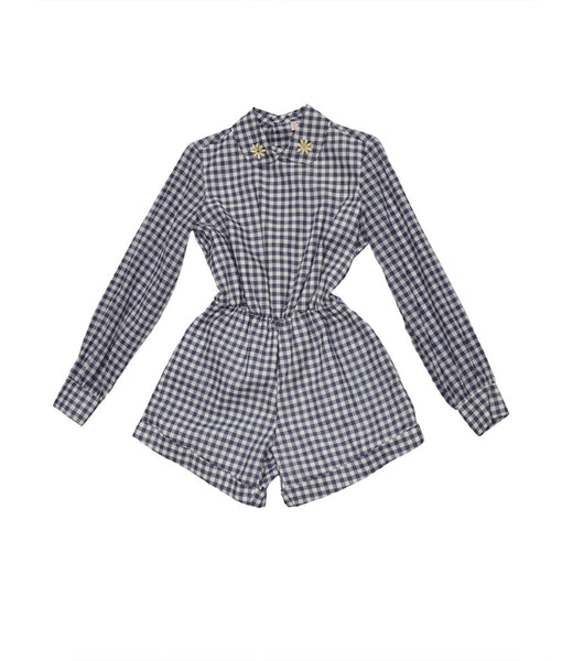 Iggy Romper in Blue and White Gingham