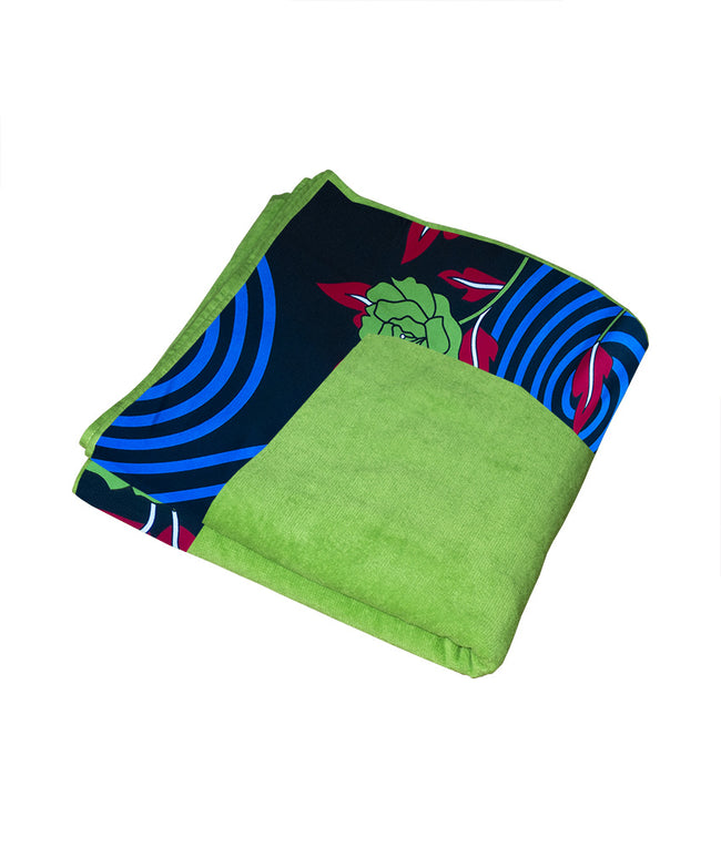 XL Towel in Lime Green & Black Flora