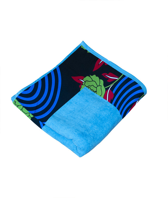 XL Towel in Coastal Blue & Black Flora