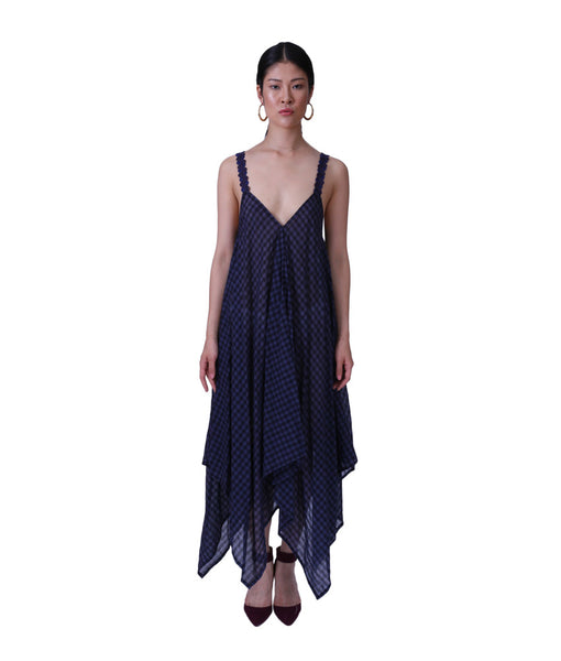 Mimi Cotton Voile Indigo Gingham Check